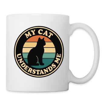 Meine Katze versteht mich Retro Sonnenuntergang - Tasse - Weiß - Rechts