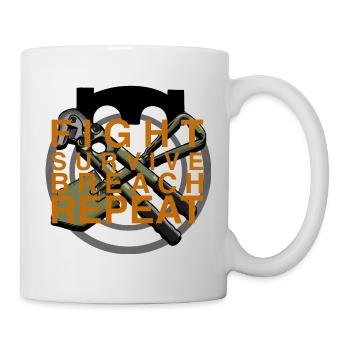 Combat Survie Pause Répéter - Mug blanc - blanc - Droite