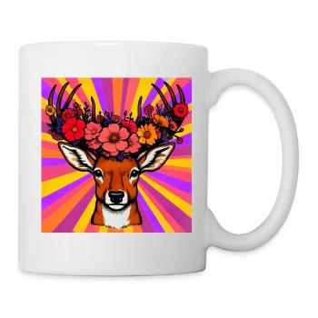 Cerf aux fleurs - Mug blanc - blanc - Droite