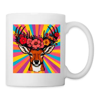 Cerf aux fleurs - Mug blanc - blanc - Droite