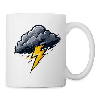Nuage, Éclairs, Orage, Motif météo - Mug blanc - blanc - Droite
