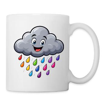 Nuage de pluie coloré Motif météo nuageuse drôle - Mug blanc - blanc - Droite