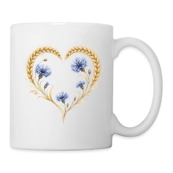 Weizen Herz Kornblume Ähren Natur Blumen Motiv - Tasse - Weiß - Rechts