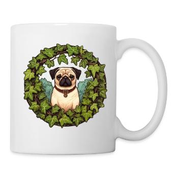 Pug in Ivy Wreath - Mug - white - Right