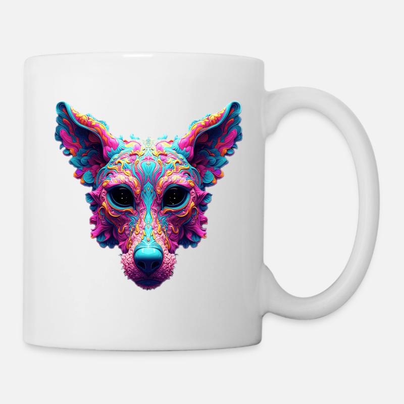 Psychedelischer bester Freund – Hundedesign-T-Shirt - Tasse - Weiß