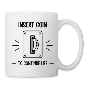 Münze einfügen, um das Leben im Retro-Gaming fortzusetzen - Tasse - Weiß - Rechts