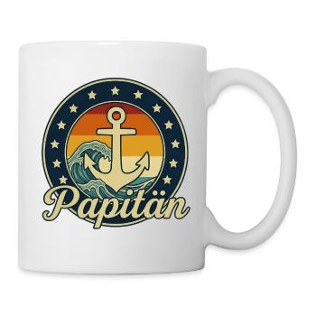 Papitän avec ancre de navire et capitaine des vagues de mer - Mug blanc - blanc - Droite