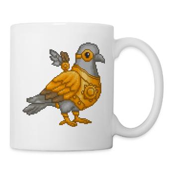 Steampunk Pigeon in Pixel Armor - Mug - white - Right