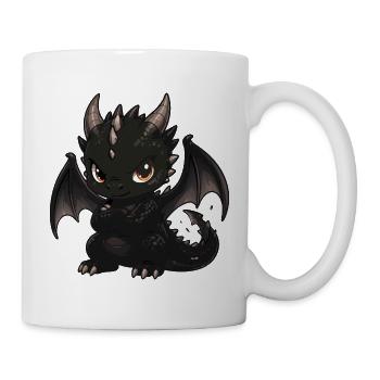 Schwarzer Drachen-Chibi mit Flügeln - Tasse - Weiß - Rechts