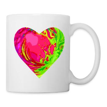 Psychedelisches Herzfarben Muster - Tasse - Weiß - Rechts