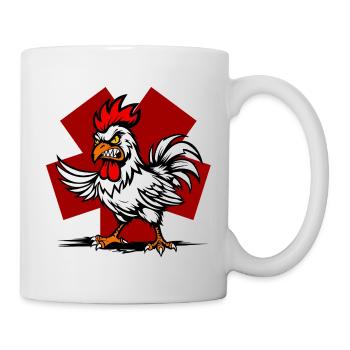 Coq combatif aux yeux jaunes - Mug blanc - blanc - Droite