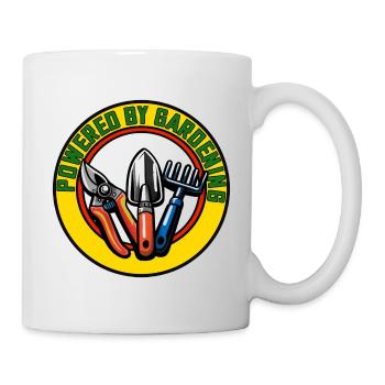 Gardening, circle logo with tools - Mug - white - Right