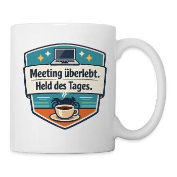 Meeting Überlebt – Held Des Tages Badge - Tasse - Weiß - Rechts
