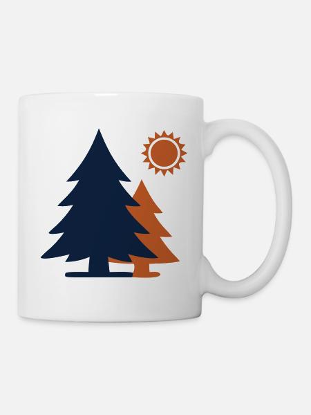 Tannen Wald Sonne Minimalismus - Tasse - Weiß