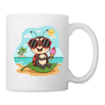 Strandkäfer mit Eis und Sonnenbrille - Tasse - Weiß - Rechts