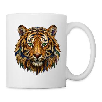 Portrait en vitraux avec une mosaïque de tigre - Mug blanc - blanc - Droite