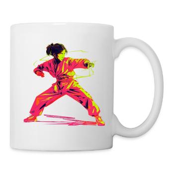 Karate Mädchen Retrowave - Tasse - Weiß - Rechts