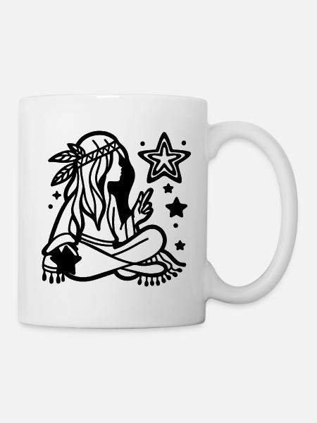 Traumfänger-Finsternis – Mystisch-minimalistisches Schwarz - Tasse - Weiß