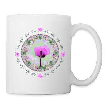 Motif floral rose, motif floral rose - Mug blanc - blanc - Droite