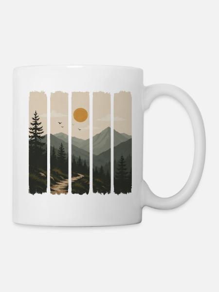 Waldpanorama in Sonnenpaneelen - Tasse - Weiß
