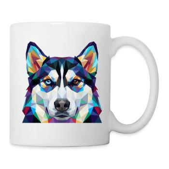 Geometrisch-Husky-Heterochromie-Pop-Art - Tasse - Weiß - Rechts