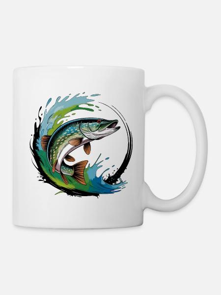 Hecht Angeln - Tasse - Weiß