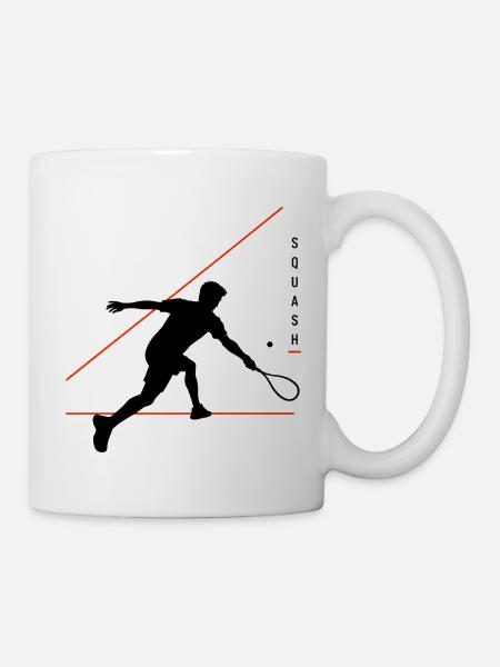 Squash Silhouette mit Neonlinien - Tasse - Weiß