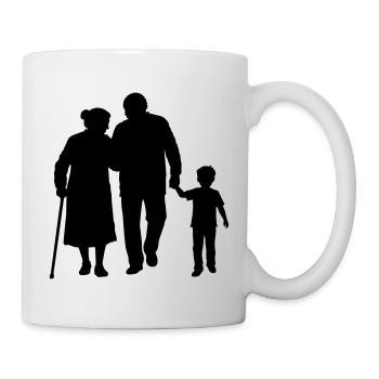 Grandparents Grandchild Silhouette Walking Family - Mug - white - Right