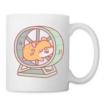Cute Hamster Running on Wheel - Mug - white - Right
