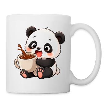 Süßer Panda Kaffeetrinker Kaffeeliebhaber Cartoon - Tasse - Weiß - Rechts