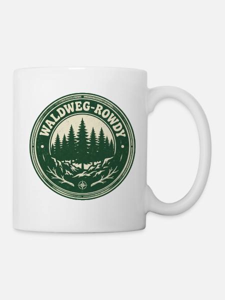 Waldweg-Rowdy: Vintage Outdoor-Motiv - Tasse - Weiß