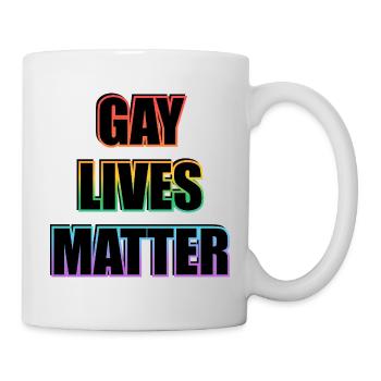 GAYS LIVES MATTER : LE MOIS DE LA FIERTÉ LGBT : Slogan arc-en-ciel - Mug blanc - blanc - Droite