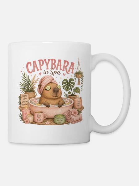 Capybara Spa Auszeit - Tasse - Weiß