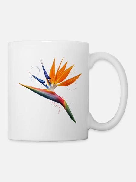 Paradiesvogelblume Exotisches Florales Design - Tasse - Weiß