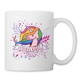 Schulkind Unicorn Regenbogen  - Tasse - Weiß - Rechts