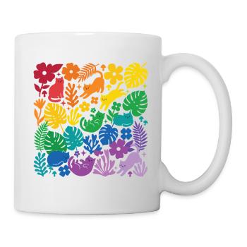 LGBT-Pride-Monat – Regenbogenkatzen und Blumen - Tasse - Weiß - Rechts