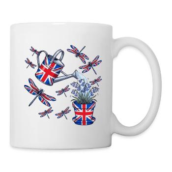 Art du jardin britannique : Cruche et fleurs - Mug blanc - blanc - Droite