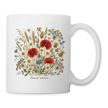 Blumenwiese im Aquarellstil - Tasse - Weiß - Rechts