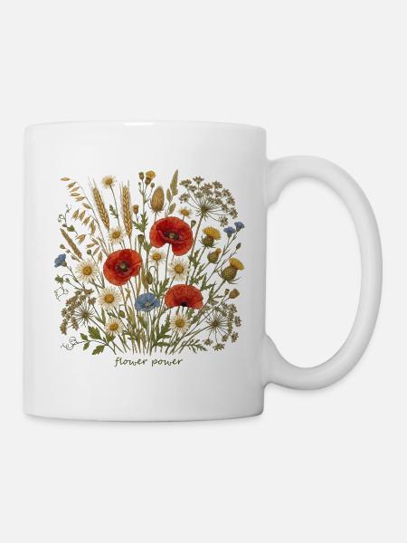 Flower meadow in watercolor style - Mug - white
