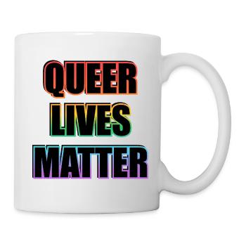 Texte arc-en-ciel de Queer Lives Matter - Mug blanc - blanc - Droite