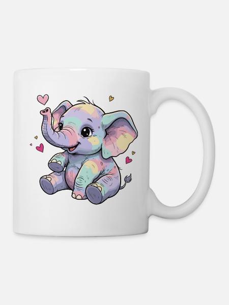 Pastell Elefant Kuschelherz - Tasse - Weiß