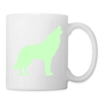 Silhouette de loup vert néon - Mug blanc - blanc - Droite