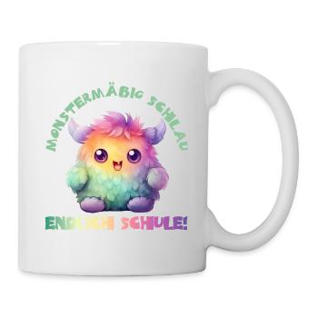 Kuschel Monster Schulkind 2026 Endlich Schule - Tasse - Weiß - Rechts