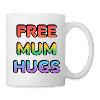 Kostenlose Mama-Umarmungen Regenbogentext LGBT-PRIDE - Tasse - Weiß - Rechts