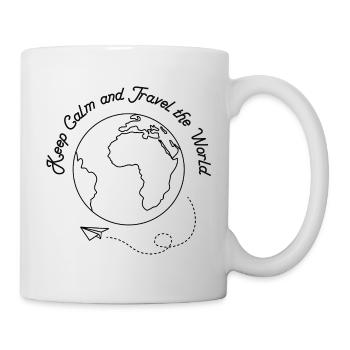 Bleib ruhig und reise um die Welt - Tasse - Weiß - Rechts