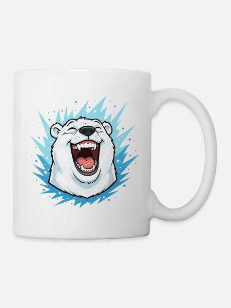 Lachender Eisbär im Blauen Blitz - Tasse - Weiß