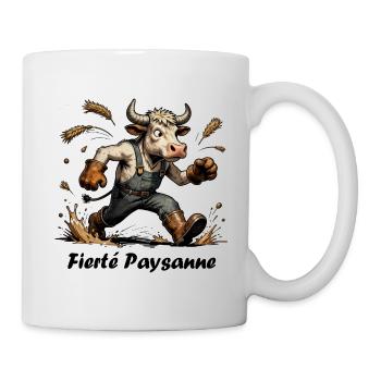 Fierté Paysanne, vache en salopette et botte - Mug blanc - blanc - Droite