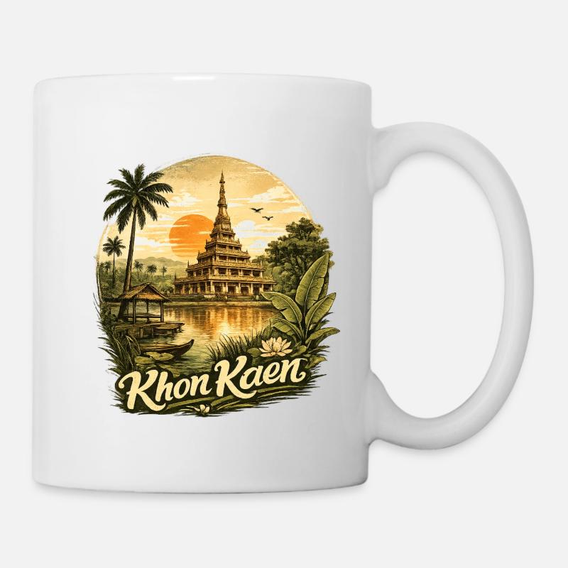 Coucher de soleil de Khon Kaen en Thaïlande - Mug blanc - blanc