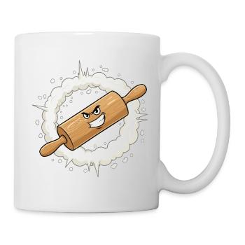 Wütendes Nudelholz Cartoon - Tasse - Weiß - Rechts