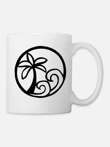 Wellen und Schwarzpalme - Tasse - Weiß